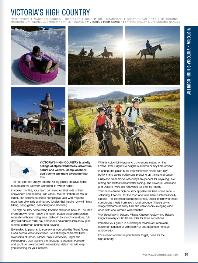 AUstralian Camps Association, Guide to Camps, Tourism Australia, Visit Australia, tourism writer, copywriter geelong, copywriter melbourne