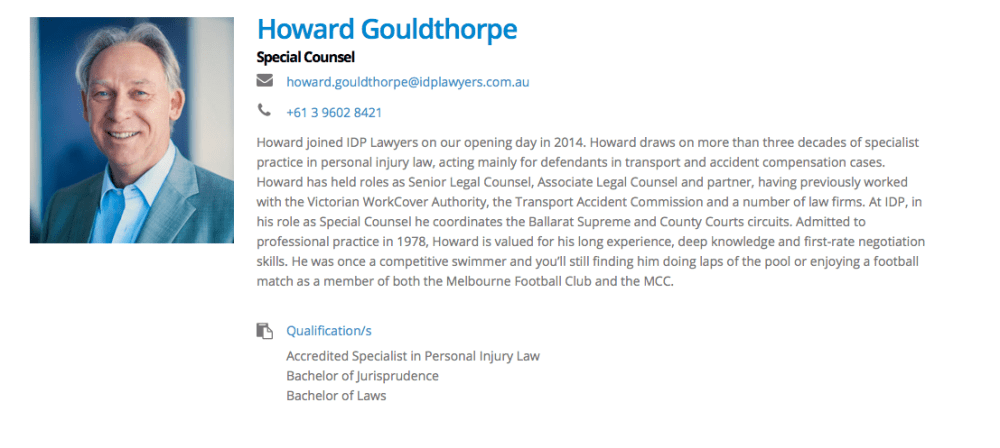 IDP Lawyers, bios, copywriting, copywriter geelong, content writer geelong, content creator